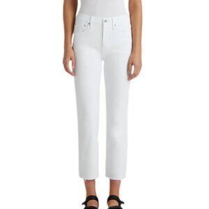 Edwin Jeans Women Size 31 Optic White Stretch Straight Leg Raw Hem High Rise NWT